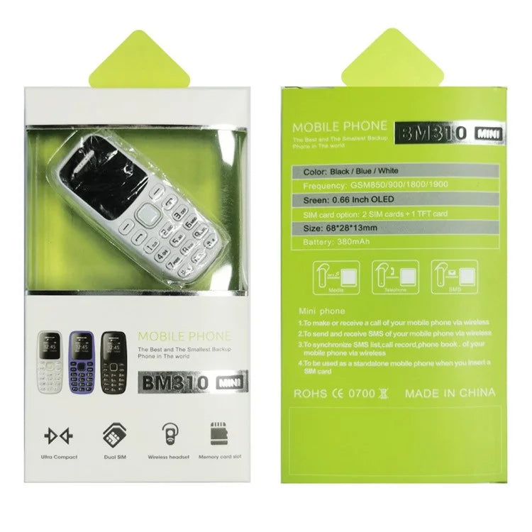 BM310 0.66-inch Screen 2G GSM Mobile Phone Dual-SIM Mini Bar Phone