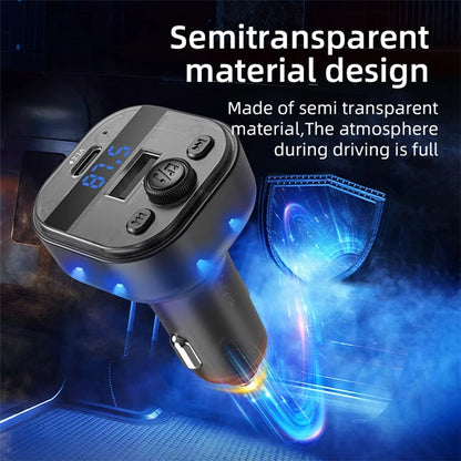 C1 Car Bluetooth MP3 Player Adapter Hands-free Charging Station with USB+Type-C Ports