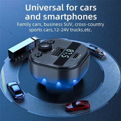 C1 Car Bluetooth MP3 Player Adapter Hands-free Charging Station with USB+Type-C Ports