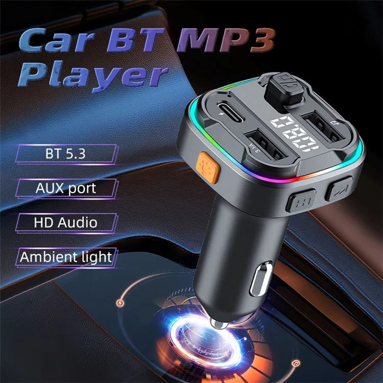 C3 Bluetooth Hands-free Call Adapter FM Transmitter Car MP3 Music Player Type-C + Dual USB Car Charger