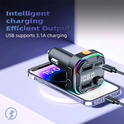 C3 Bluetooth Hands-free Call Adapter FM Transmitter Car MP3 Music Player Type-C + Dual USB Car Charger