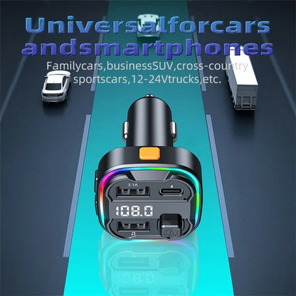 C3 Bluetooth Hands-free Call Adapter FM Transmitter Car MP3 Music Player Type-C + Dual USB Car Charger