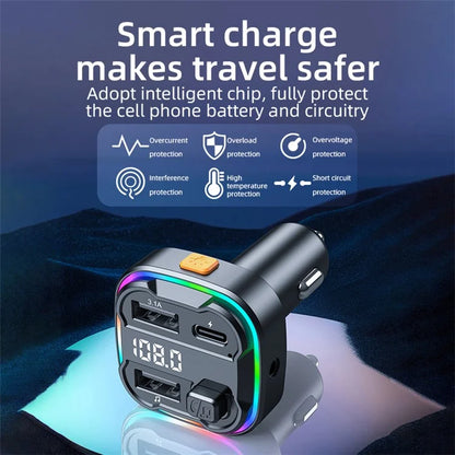 C3 Bluetooth Hands-free Call Adapter FM Transmitter Car MP3 Music Player Type-C + Dual USB Car Charger