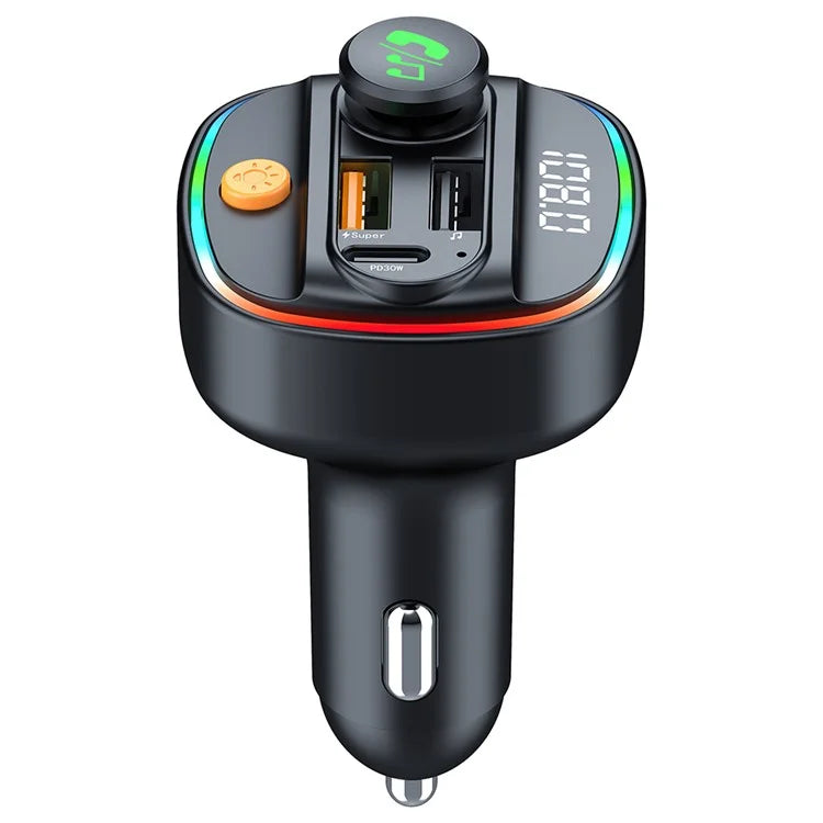 C4S Bluetooth 5.3 FM Transmitter with Digital Display for Car PD 30W+QC 3.0 Car Charger Audio MP3 Player