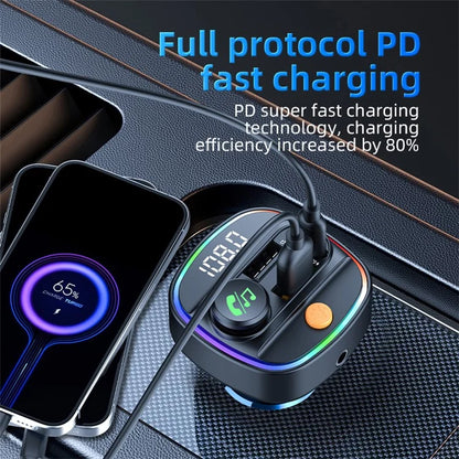 C4S Bluetooth 5.3 FM Transmitter with Digital Display for Car PD 30W+QC 3.0 Car Charger Audio MP3 Player