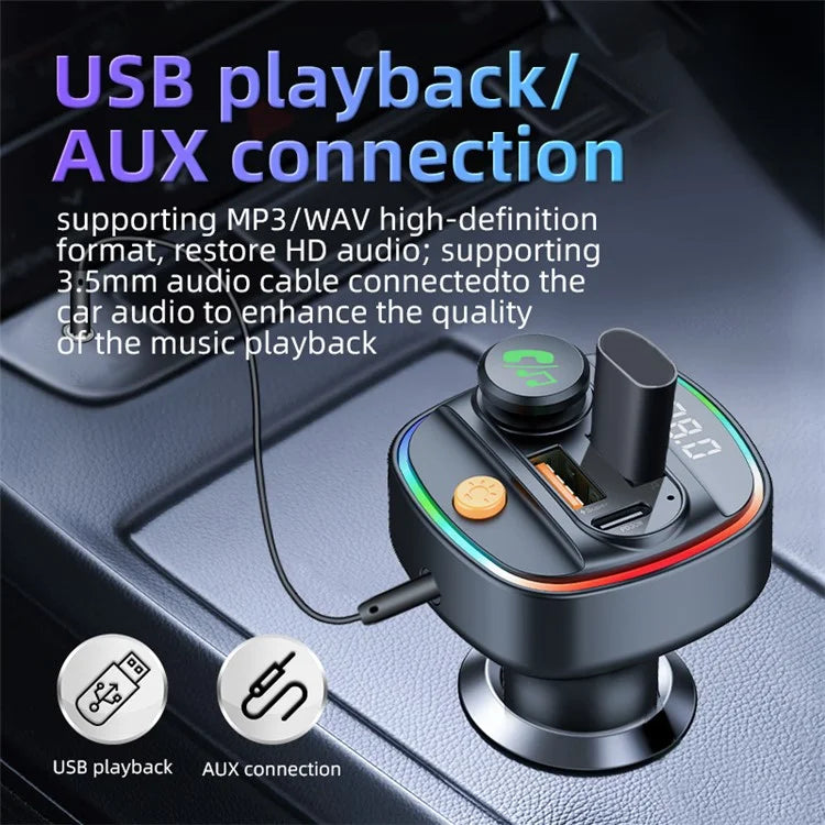 C4S Bluetooth 5.3 FM Transmitter with Digital Display for Car PD 30W+QC 3.0 Car Charger Audio MP3 Player