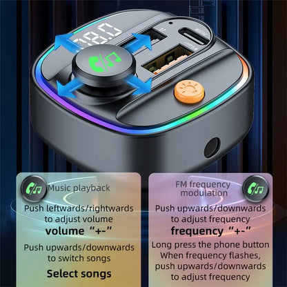 C4S Bluetooth 5.3 FM Transmitter with Digital Display for Car PD 30W+QC 3.0 Car Charger Audio MP3 Player