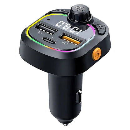 C6 Digital Display FM Car Bluetooth Transmitter Type-C+2 USB Fast Charger Audio MP3 Player