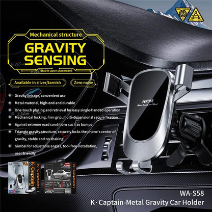 WEKOME WA-S58 K Captain Metal Gravity Car Holder Air Vent Cell Phone Mount Stand