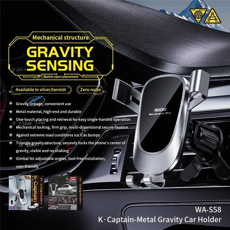 WEKOME WA-S58 K Captain Metal Gravity Car Holder Air Vent Cell Phone Mount Stand