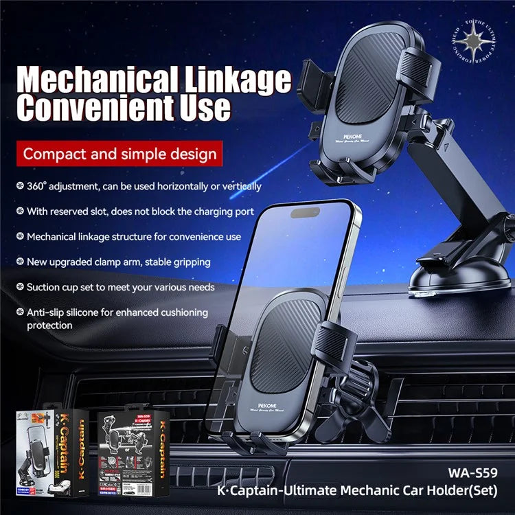 WEKOME WA-S59 Car Mount Holder Set Multi-Angle Adjustable Vehicle Phone Holder