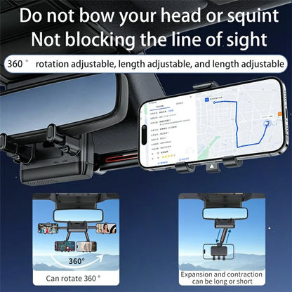 YESIDO C265 Car Rearview Mirror Phone Holder 360 Degree Rotating Mobile Phone Braceket