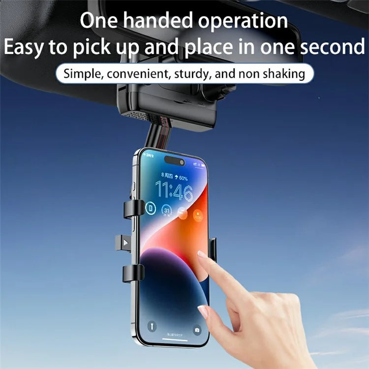 YESIDO C265 Car Rearview Mirror Phone Holder 360 Degree Rotating Mobile Phone Braceket
