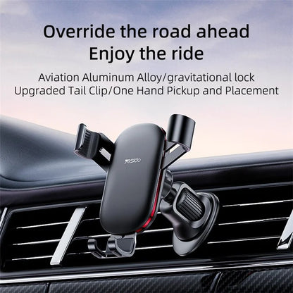 YESIDO C243 Car Air Vent Phone Holder ABS+Aluminum Alloy Gravity Phone Mount Braceket