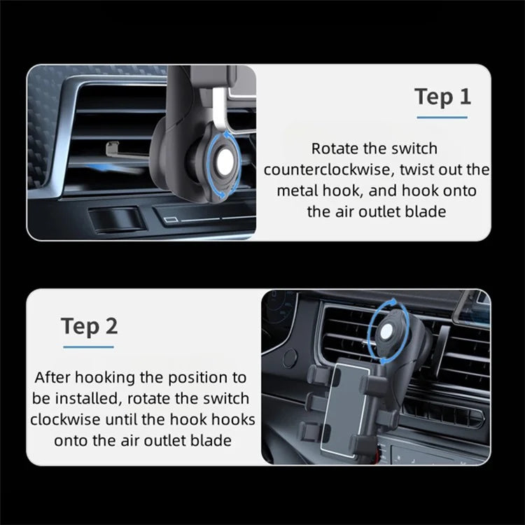 ZY-C243 Car Air Vent Hook Mount 360 Degree Rotation Mobile Phone Holder Bracket