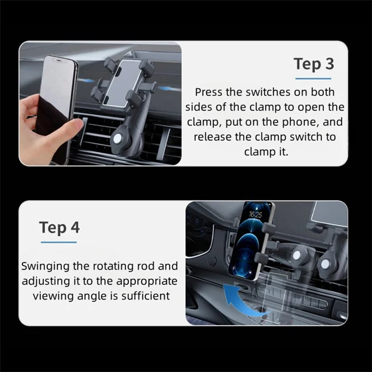 ZY-C243 Car Air Vent Hook Mount 360 Degree Rotation Mobile Phone Holder Bracket