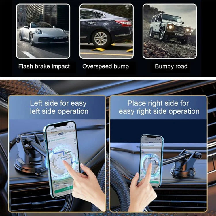 Q33 Car Dashboard Mount Suction Cup Base Telescopic Arm Magnetic Phone Holder Bracket