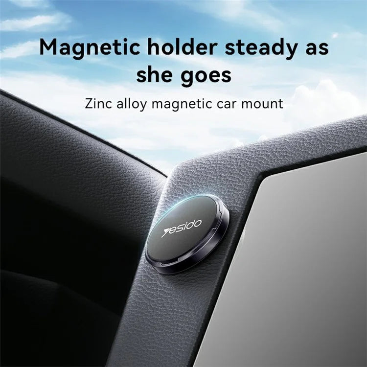 YESIDO C211 Round Magnetic Car Phone Holder Adhesive Zinc Alloy Cellphone Stand