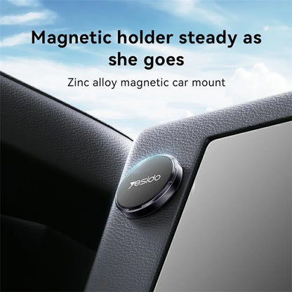 YESIDO C211 Round Magnetic Car Phone Holder Adhesive Zinc Alloy Cellphone Stand
