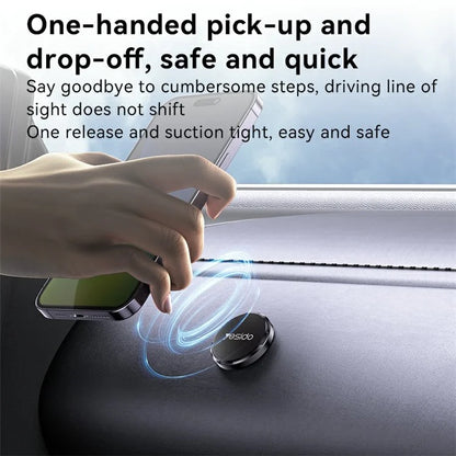 YESIDO C211 Round Magnetic Car Phone Holder Adhesive Zinc Alloy Cellphone Stand