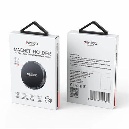 YESIDO C211 Round Magnetic Car Phone Holder Adhesive Zinc Alloy Cellphone Stand