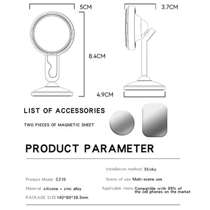 YESIDO C210 Dual Ball Head Design Magnetic Car Phone Holder Zinc Alloy Cellphone Stand