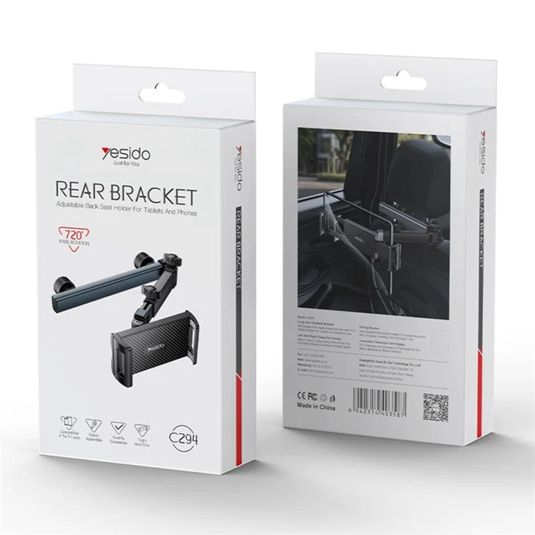 YESIDO C294 Car Seat Back Phone Tablet Holder Foldable Car Headrest Mount Phone Bracket