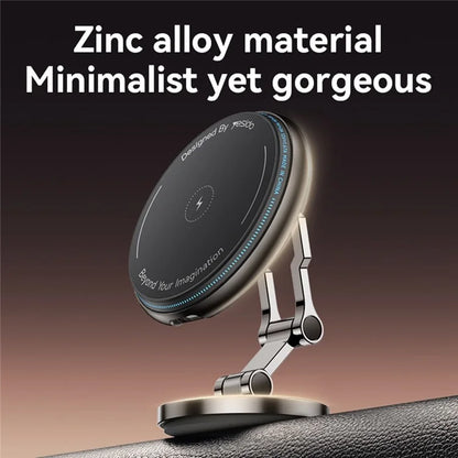 YESIDO C306 15W Magnetic Phone Wireless Charger Zinc Alloy Car Dashboard Phone Charging Stand