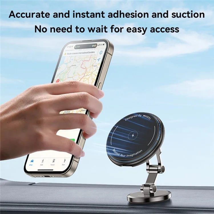 YESIDO C306 15W Magnetic Phone Wireless Charger Zinc Alloy Car Dashboard Phone Charging Stand