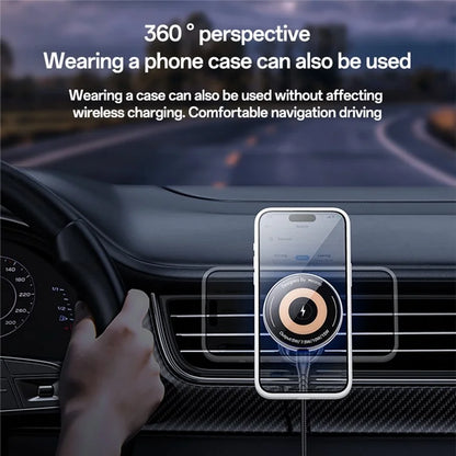 YESIDO C308 Round Phone Magnetic Holder Stand 15W Wireless Charger Car Air Outlet Bracket