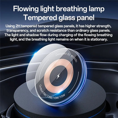 YESIDO C308 Round Phone Magnetic Holder Stand 15W Wireless Charger Car Air Outlet Bracket