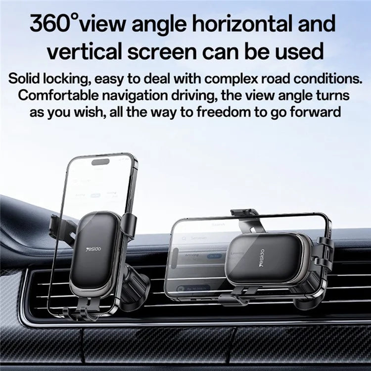 YESIDO C247 Gravity Sensing Phone Clamp Cell Phone Holder Car Air Vent Mount Bracket