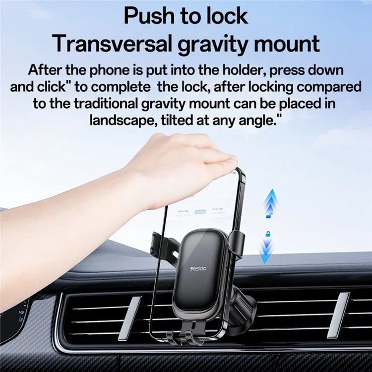 YESIDO C247 Gravity Sensing Phone Clamp Cell Phone Holder Car Air Vent Mount Bracket