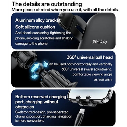 YESIDO C247 Gravity Sensing Phone Clamp Cell Phone Holder Car Air Vent Mount Bracket