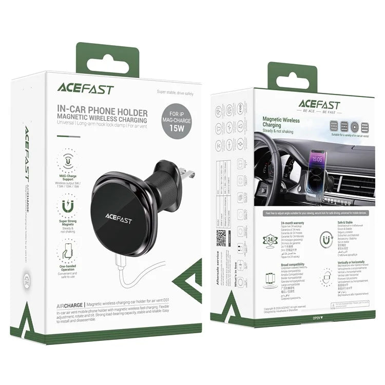 ACEFAST D31 Car Air Vent Phone Wireless Charger Phone Holder Stand 15W Wireless Charging