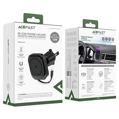 ACEFAST D32 Phone Wireless Charger Car Air Vent Phone Charger with Retractable Cable