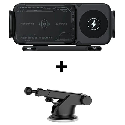 A05+X08 15W Wireless Car Charger Phone Holder Rotating Bracket + Long Arm Suction Cup Base