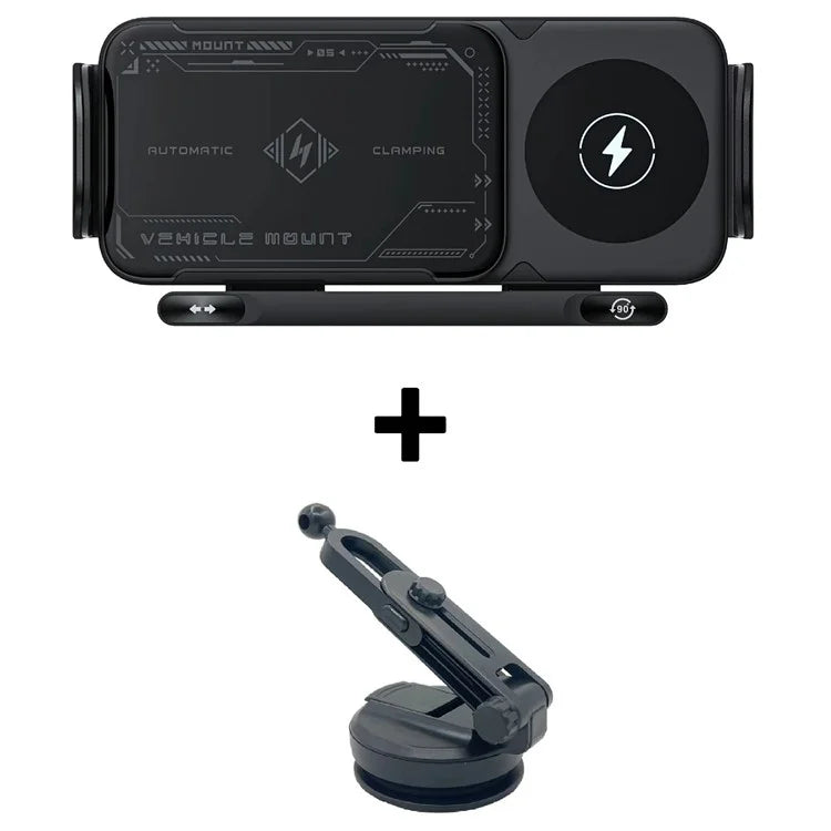 A05+X07 15W Wireless Car Charger Mobile Phone Holder Charging Bracket + Ball Head Suction Cup Base