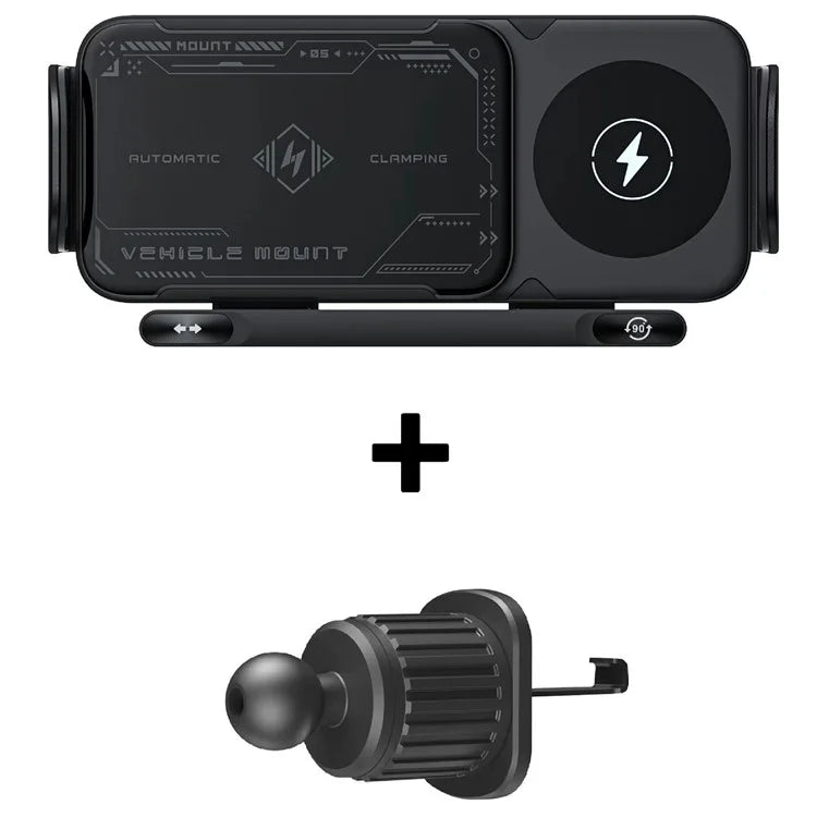 A05+X05 15W Wireless Car Charger Phone Holder Rotating Bracket + Air Outlet Hook Base