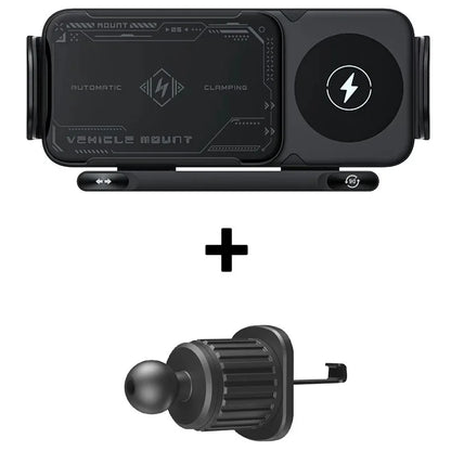 A05+X05 15W Wireless Car Charger Phone Holder Rotating Bracket + Air Outlet Hook Base