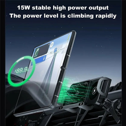 A05+X02 15W Wireless Car Charger Phone Holder Rotating Bracket + V-Shape Air Outlet Hook Base