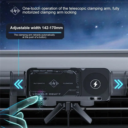 A05+X02 15W Wireless Car Charger Phone Holder Rotating Bracket + V-Shape Air Outlet Hook Base