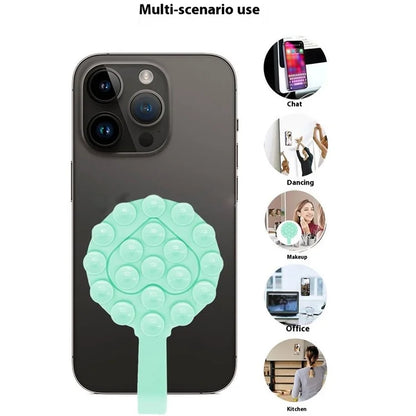 RK-X18 19 Grain Silicone Suction Cup Heart-Shaped Double-Sided Phone Holder Detachable Phone Mount