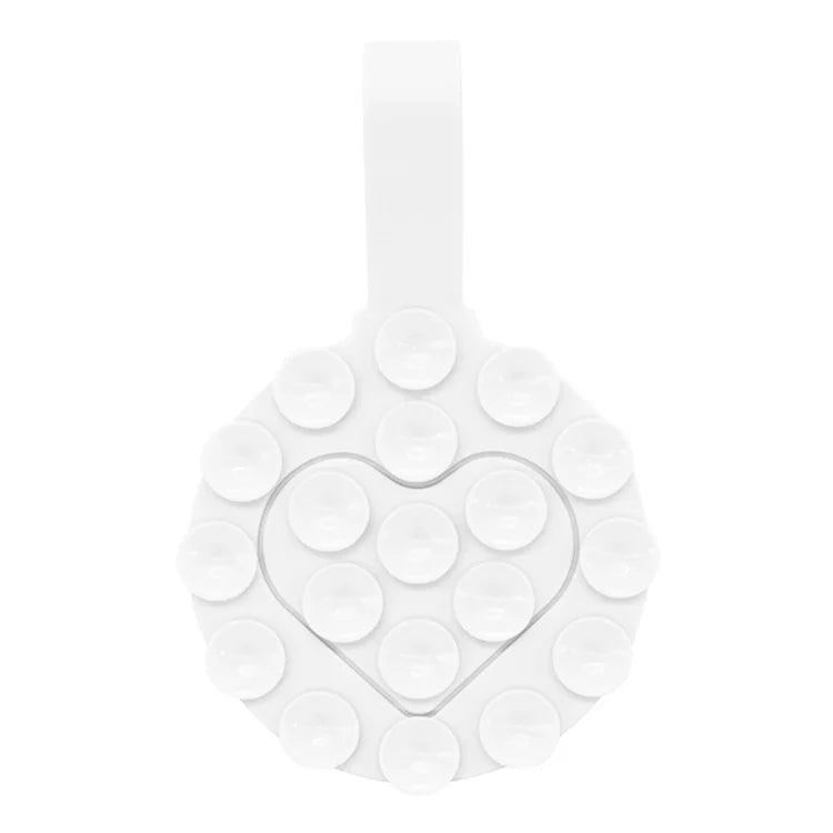 RK-X18 19 Grain Silicone Suction Cup Heart-Shaped Double-Sided Phone Holder Detachable Phone Mount