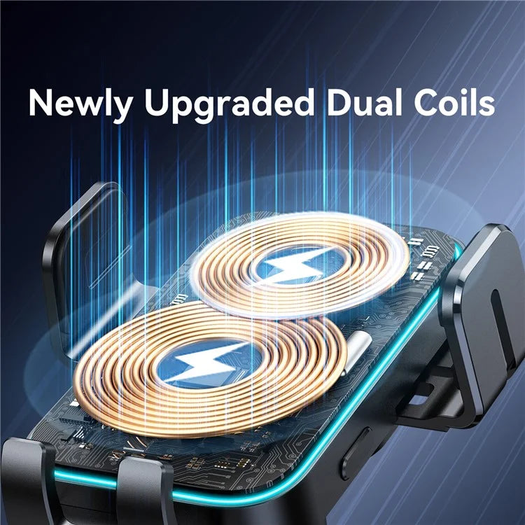 JOYROOM JR-ZS246S 15W Dual Coil Wireless Car Charger LED Light Phone Holder