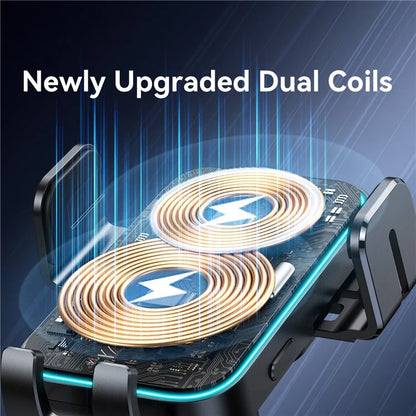 JOYROOM JR-ZS246S 15W Dual Coil Wireless Car Charger LED Light Phone Holder