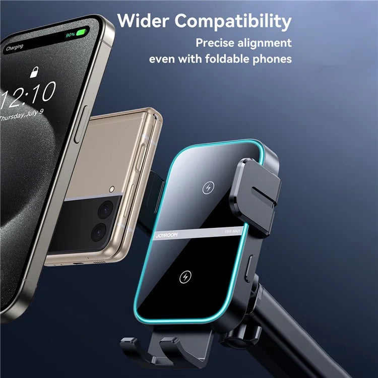 JOYROOM JR-ZS246S 15W Dual Coil Wireless Car Charger LED Light Phone Holder
