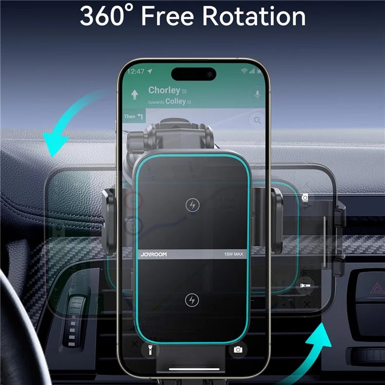 JOYROOM JR-ZS246S 15W Dual Coil Wireless Car Charger LED Light Phone Holder