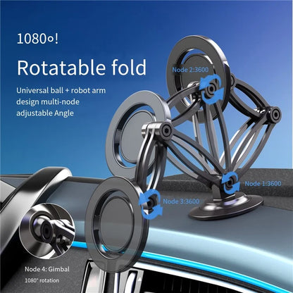 HD-030 Car Dashboard Mount Magnetic Phone Holder Alloy Adjustable Cellphone Stand