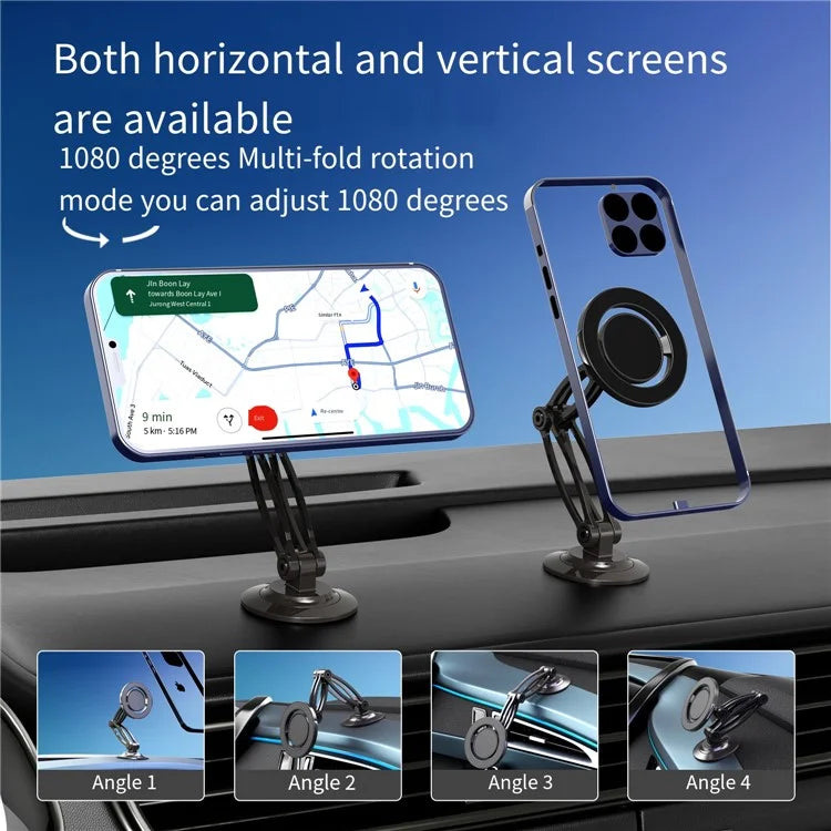 HD-030 Car Dashboard Mount Magnetic Phone Holder Alloy Adjustable Cellphone Stand